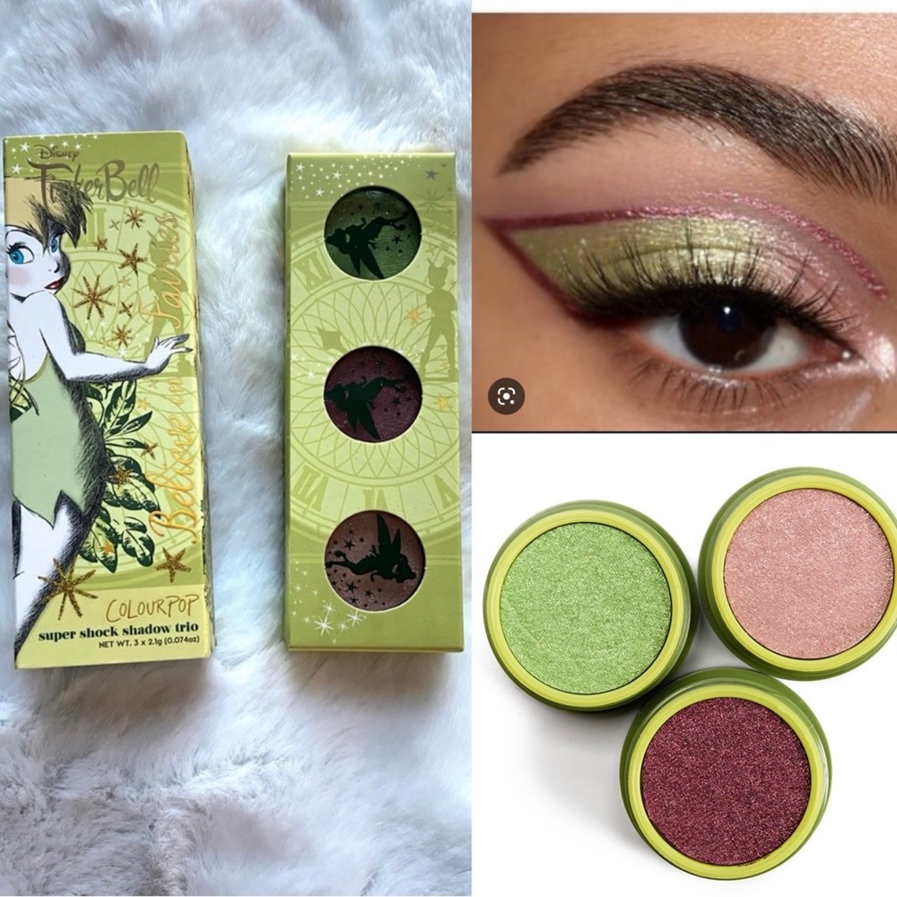 Colourpop Tinker Bell Eyeshadow Trio — Lime, Rose, Plum